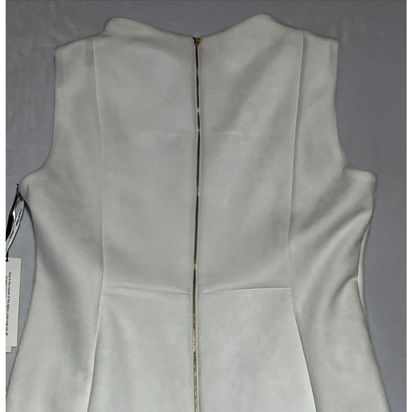 Calvin Klein Sheath Dress Size 16 White Faux Suede Sleeveless Career Office Work - Picture 4 of 12